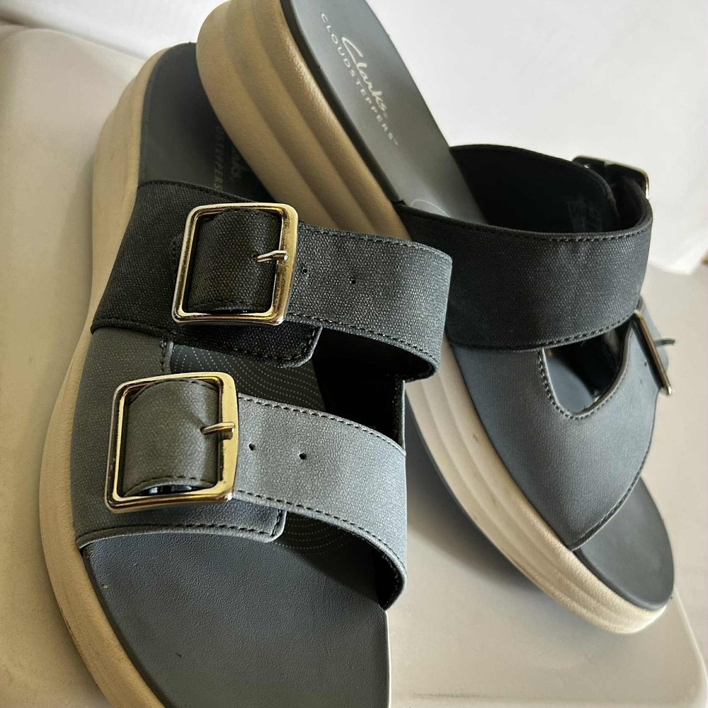 Clarks Women's Navy Sandals with Buckle Straps